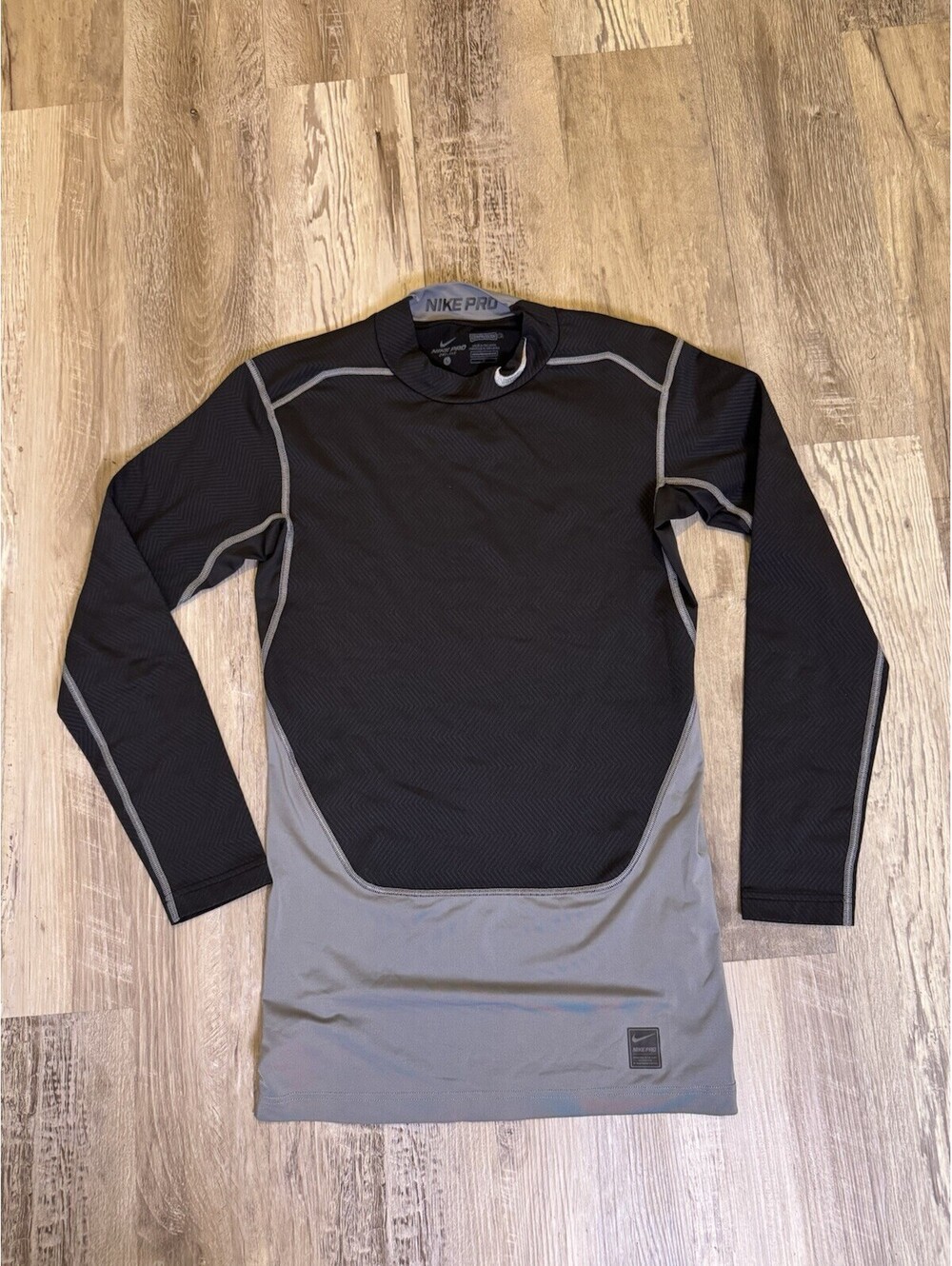 Nike Pro Combat Compression Long Sleeve Shirt Men’s Large Black Gray Dri-FIT